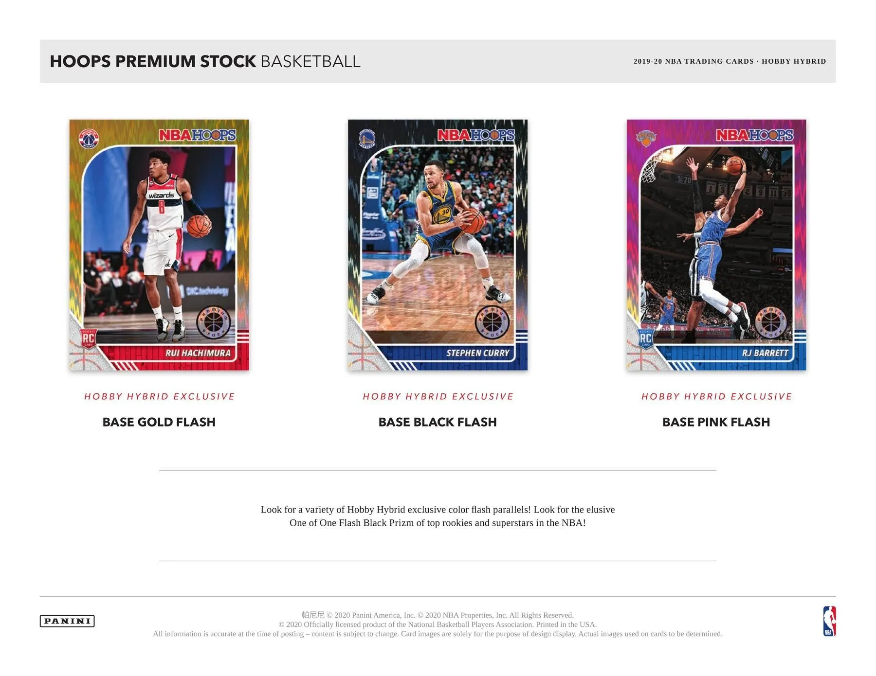 2019/20 Panini Hoops Premium Stock Basketball Hobby Box 4 Packs Per Box, 6 Cards Per Pack
