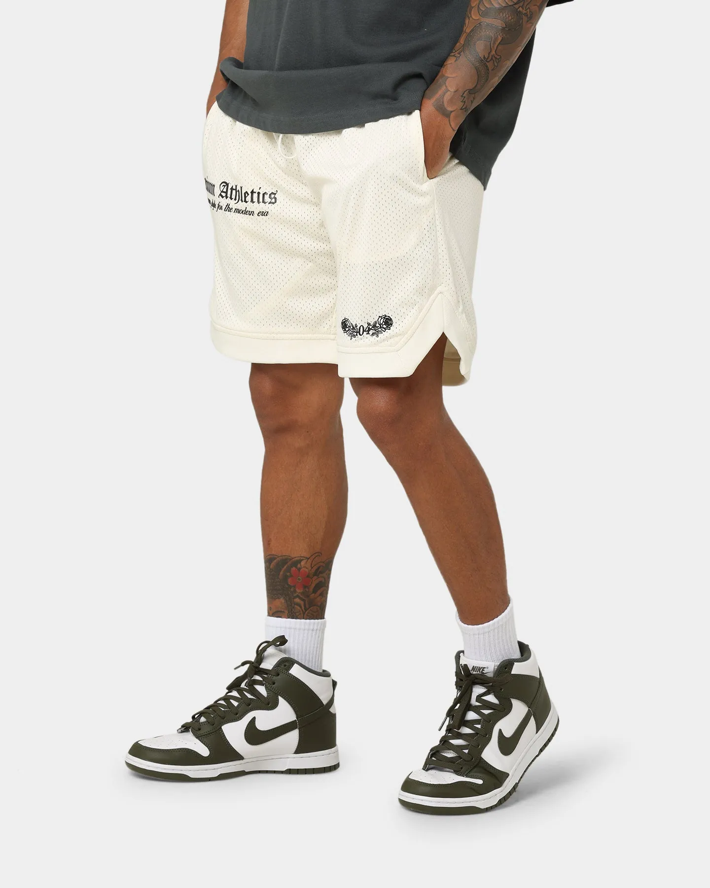 Mens 404 Premium Athletics Off White Basketball Shorts - Comfortable and Stylish Activewear