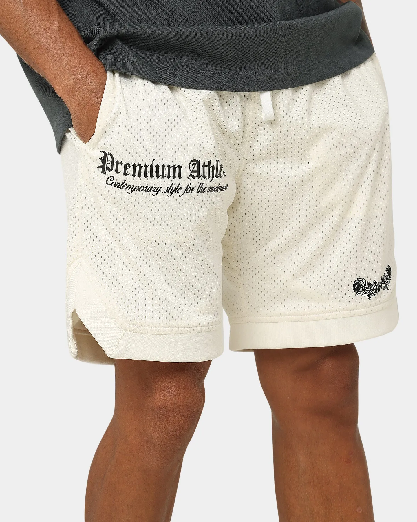 Mens 404 Premium Athletics Off White Basketball Shorts - Comfortable and Stylish Activewear