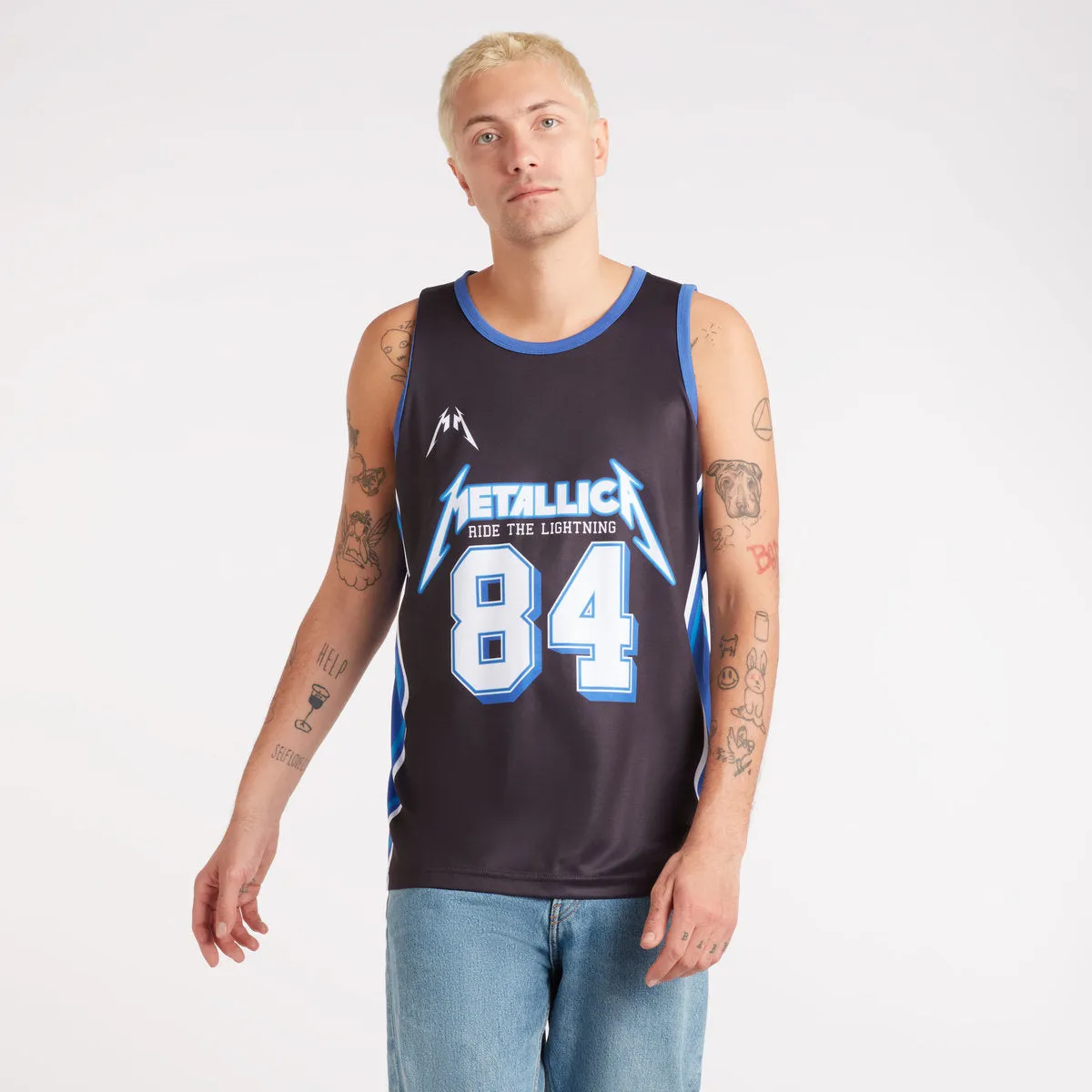 Amplified Mens Ride The Lightning Metallica Basketball Jersey