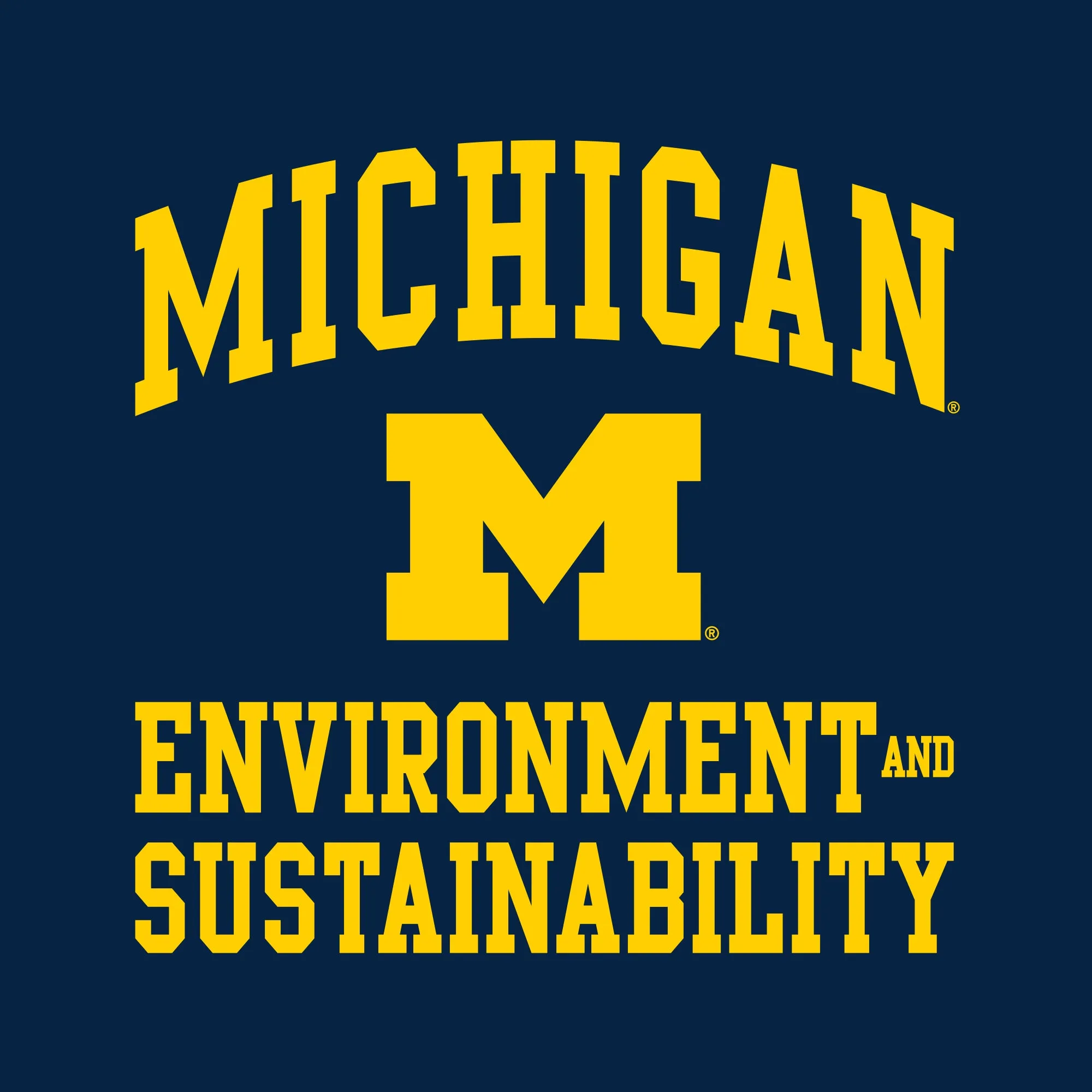 Arch Logo Environment & Sustainability University of Michigan Basic Cotton Short Sleeve T-Shirt - Navy