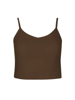 Bamboo Crop Layering Singlet - Cocoa