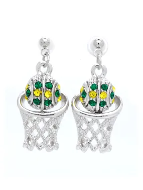 Basketball Hoop Earrings POST - Green/Gold
