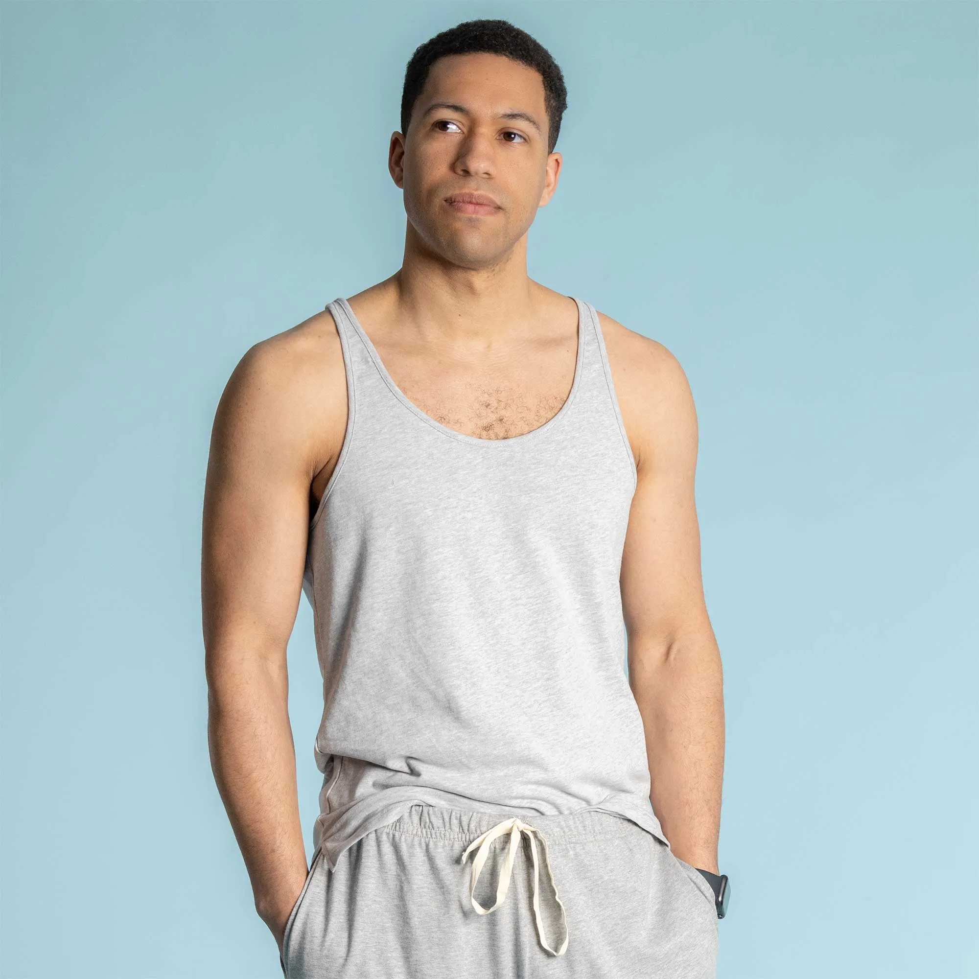 BEAU 100% Organic Prima Cotton Racer Back Tank Top (Breathable)