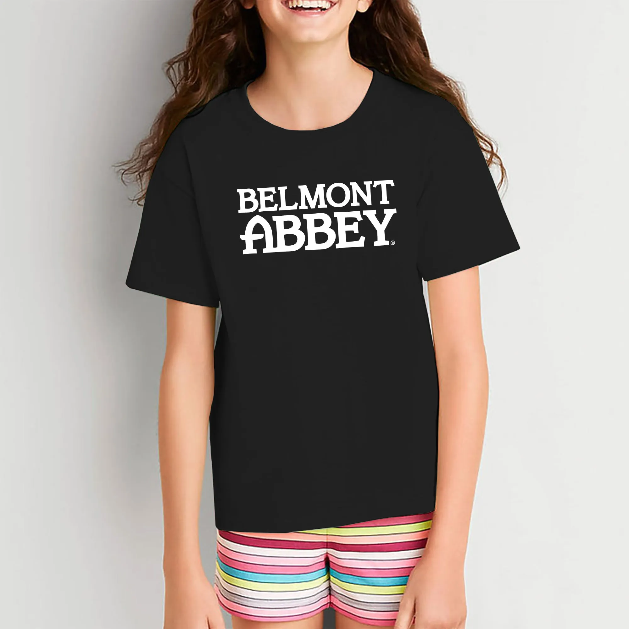 Belmont Abbey College Crusaders Basic Block Youth Short Sleeve T Shirt - Black