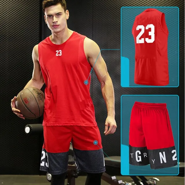 BINTUOSHI 3pcs Men Basketball Jersey Gym Fitness Clothing Sportswear Male Gym Running Sets Training Suit Running Clothes