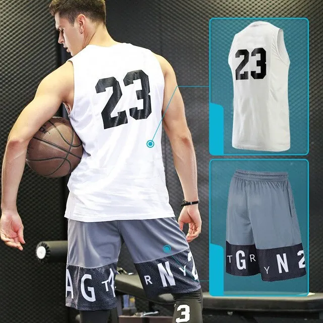 BINTUOSHI 3pcs Men Basketball Jersey Gym Fitness Clothing Sportswear Male Gym Running Sets Training Suit Running Clothes
