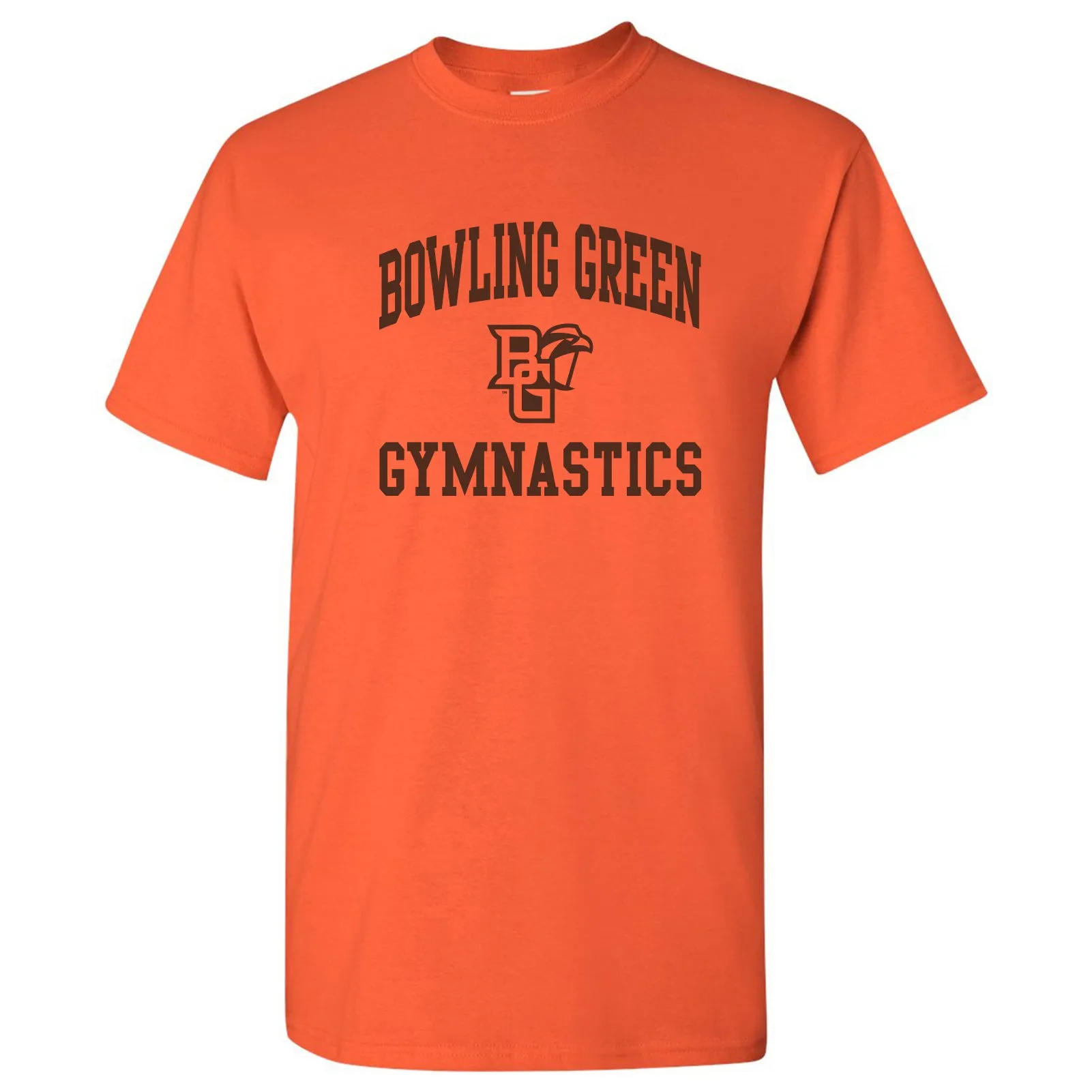 Bowling Green State University Falcons Arch Logo Gymnastics Basic Cotton Short Sleeve T Shirt - Orange