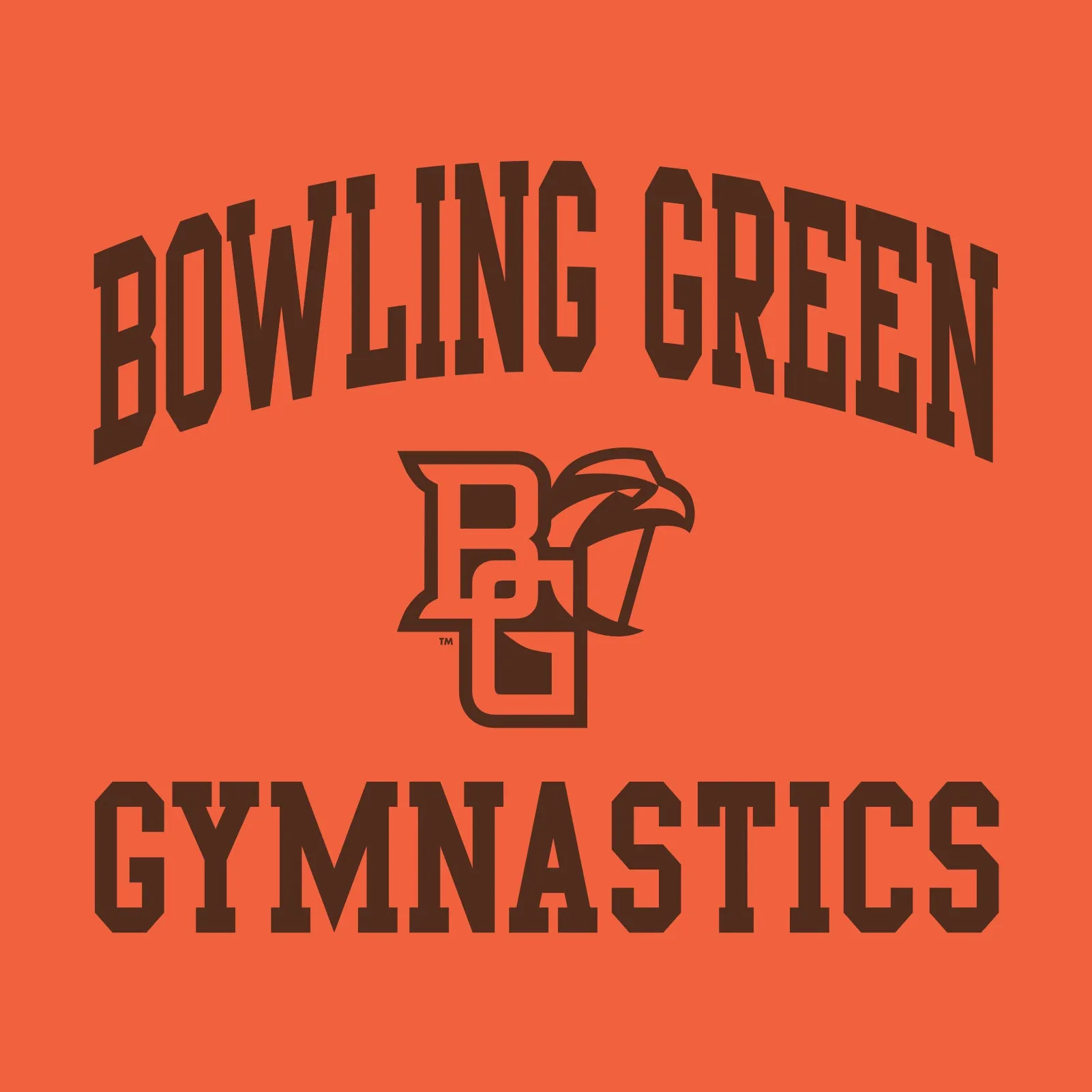 Bowling Green State University Falcons Arch Logo Gymnastics Basic Cotton Short Sleeve T Shirt - Orange