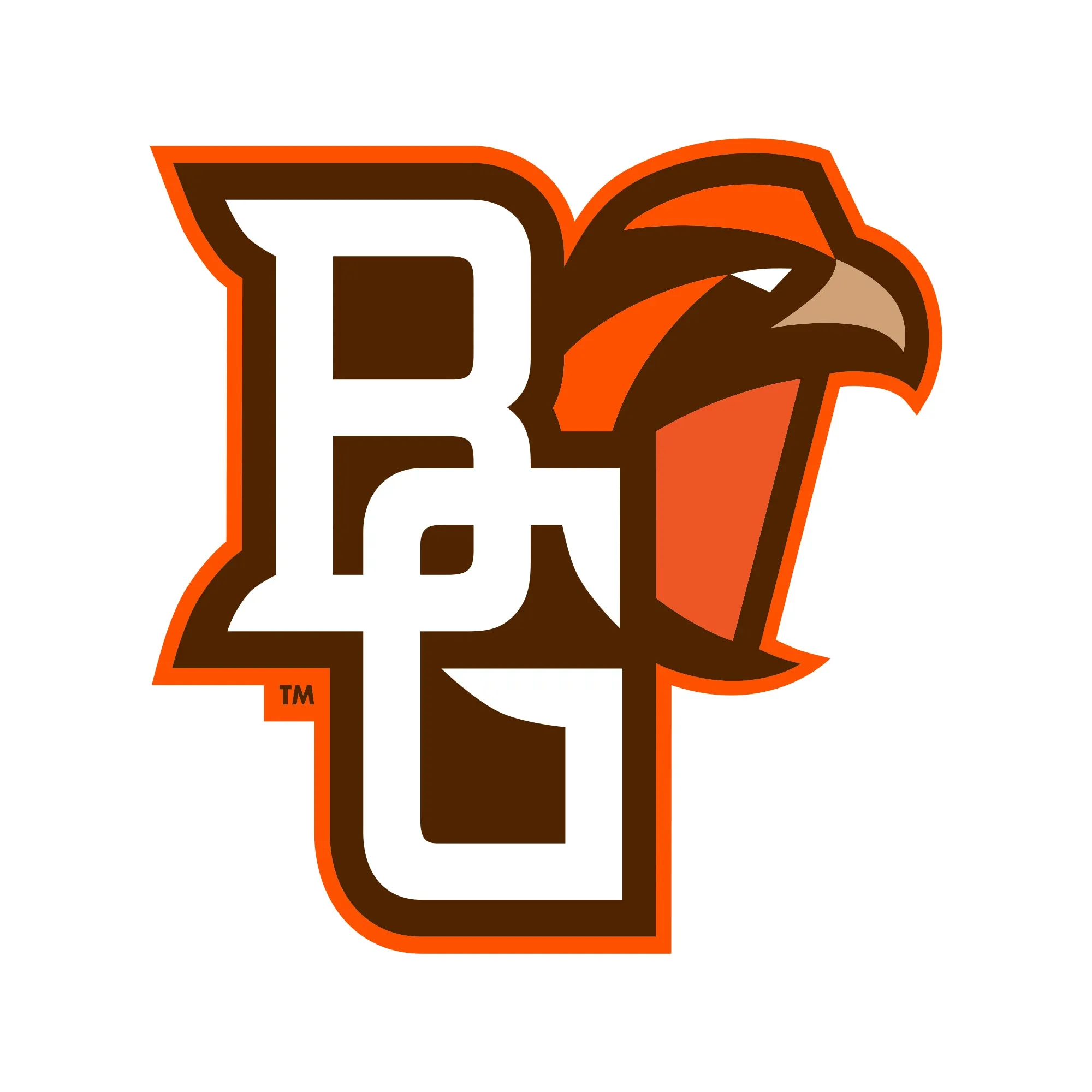 Bowling Green State University Falcons Primary Logo Cotton Short Sleeve T Shirt - White