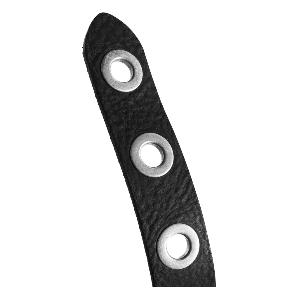 Cool jeans leather belt decorated with large eyelets / 13702 - Silver