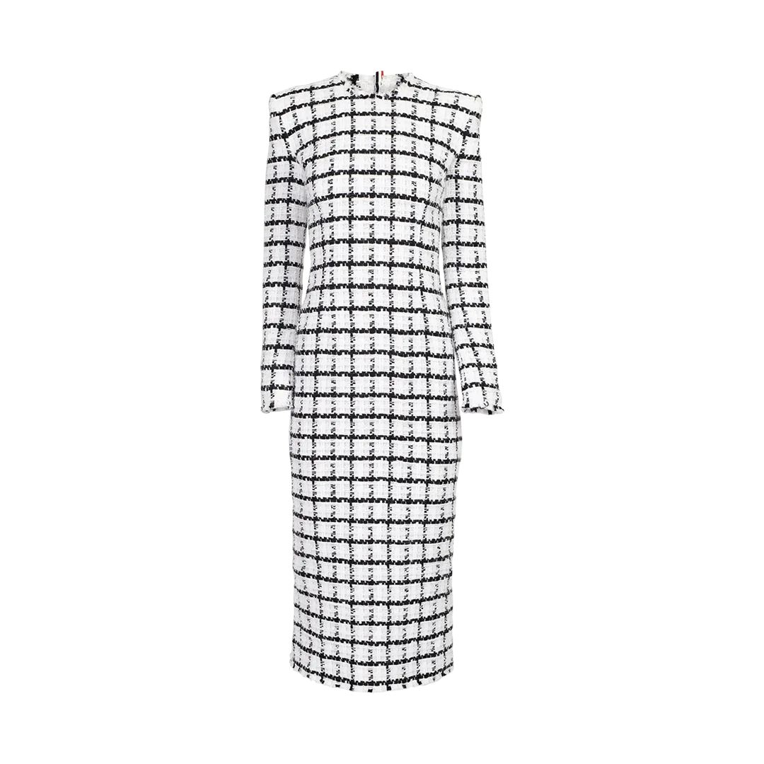 Frayed Tweed Midi Dress