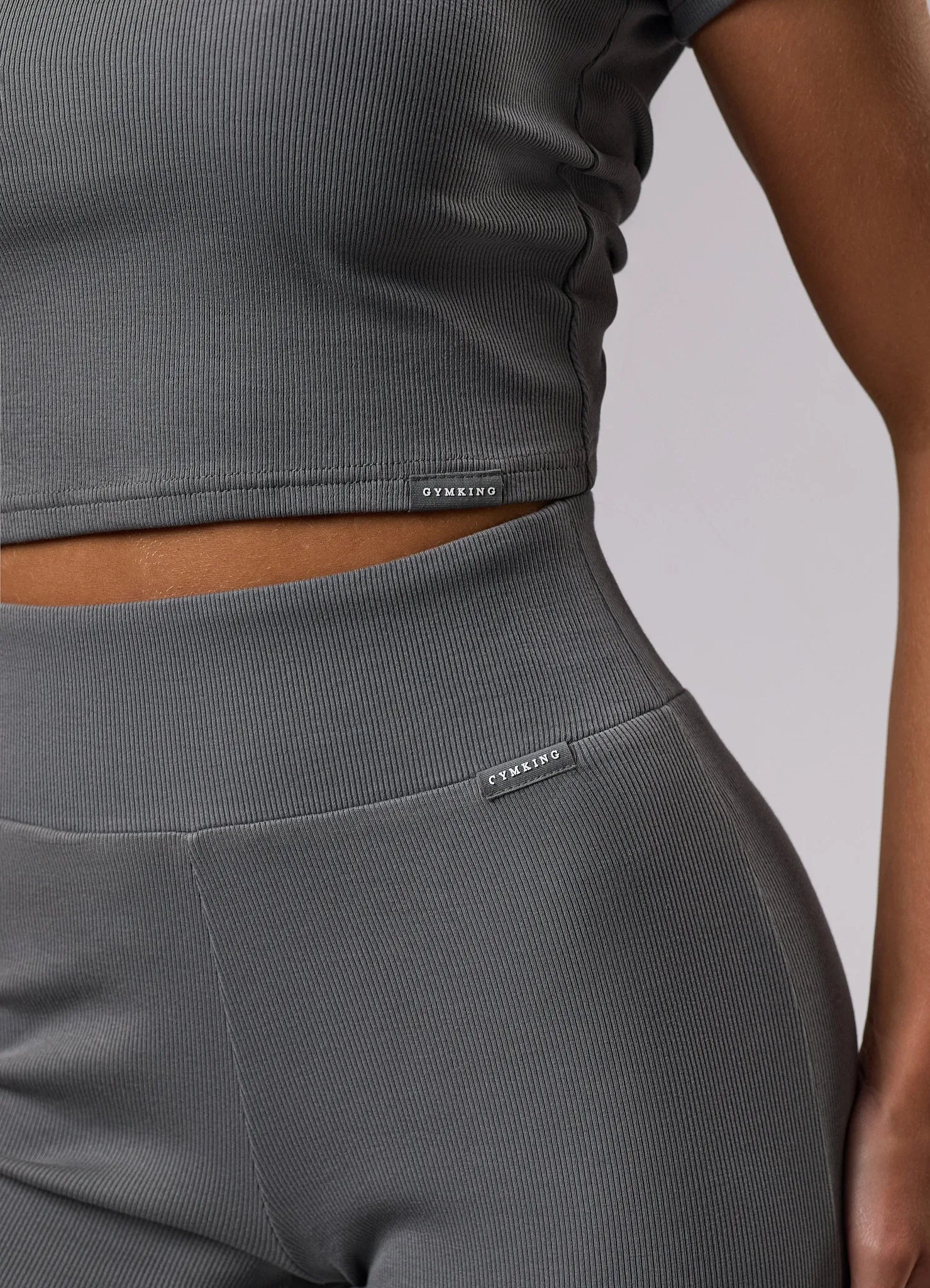 GKW Sports Luxe Rib Crop Tee - Dark Sage