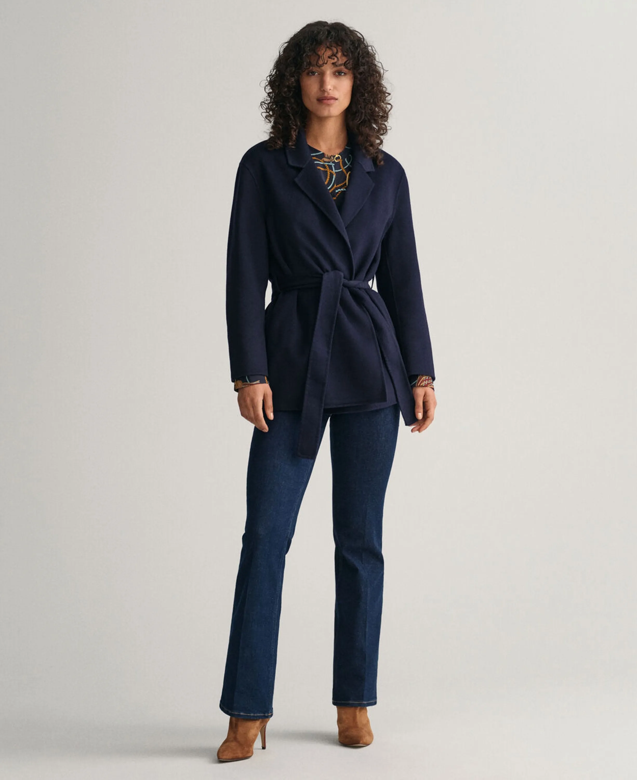 Handstitched Belted Blazer - Evening Blue