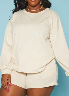 Hi Curvy Plus Size Basic Lounge Two Piece Set