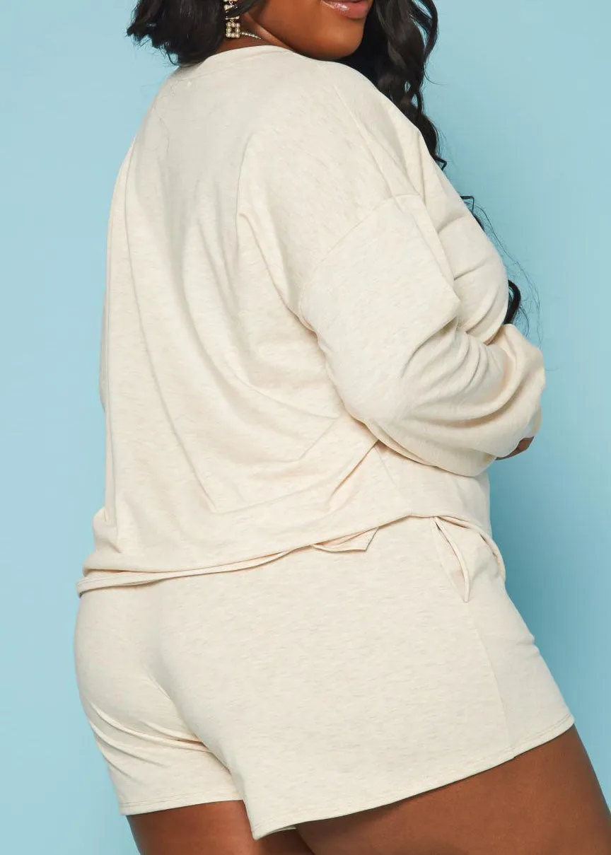 Hi Curvy Plus Size Basic Lounge Two Piece Set