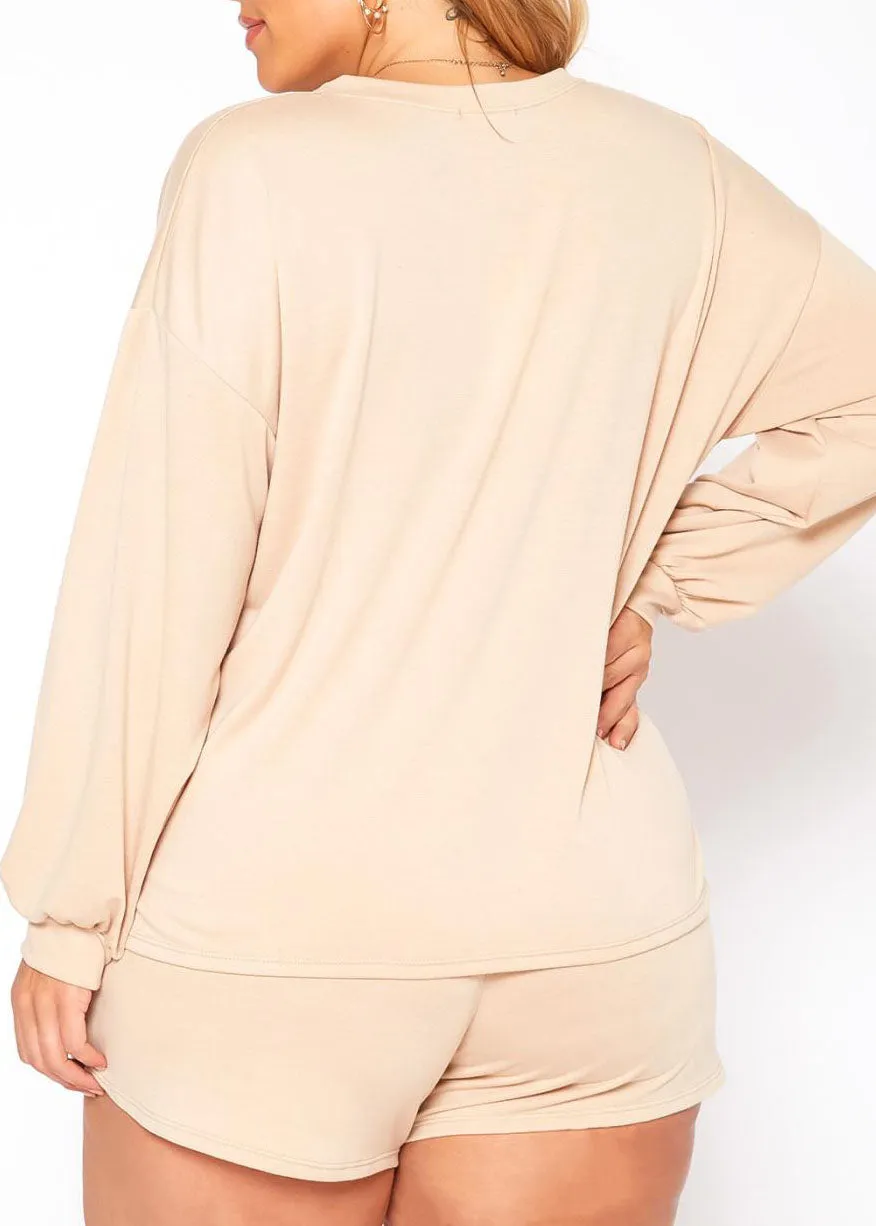 Hi Curvy Plus Size Basic Lounge Two Piece Set