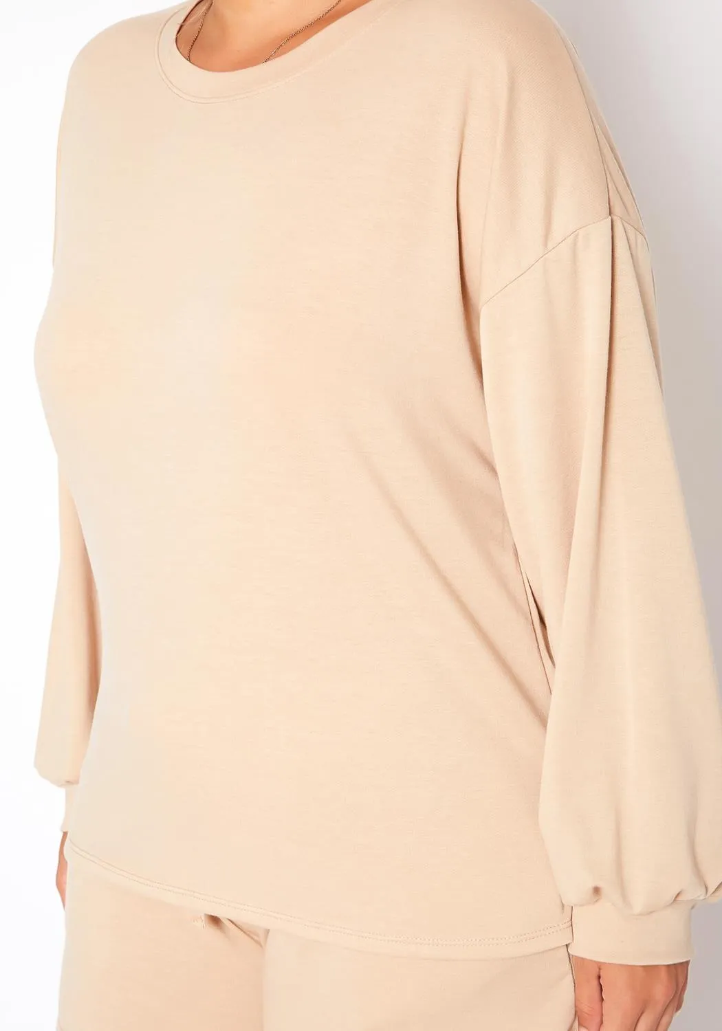 Hi Curvy Plus Size Basic Lounge Two Piece Set