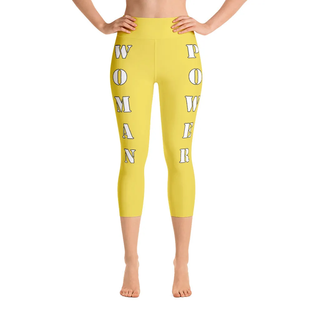 Our best viral leggings yellow woman power white letters