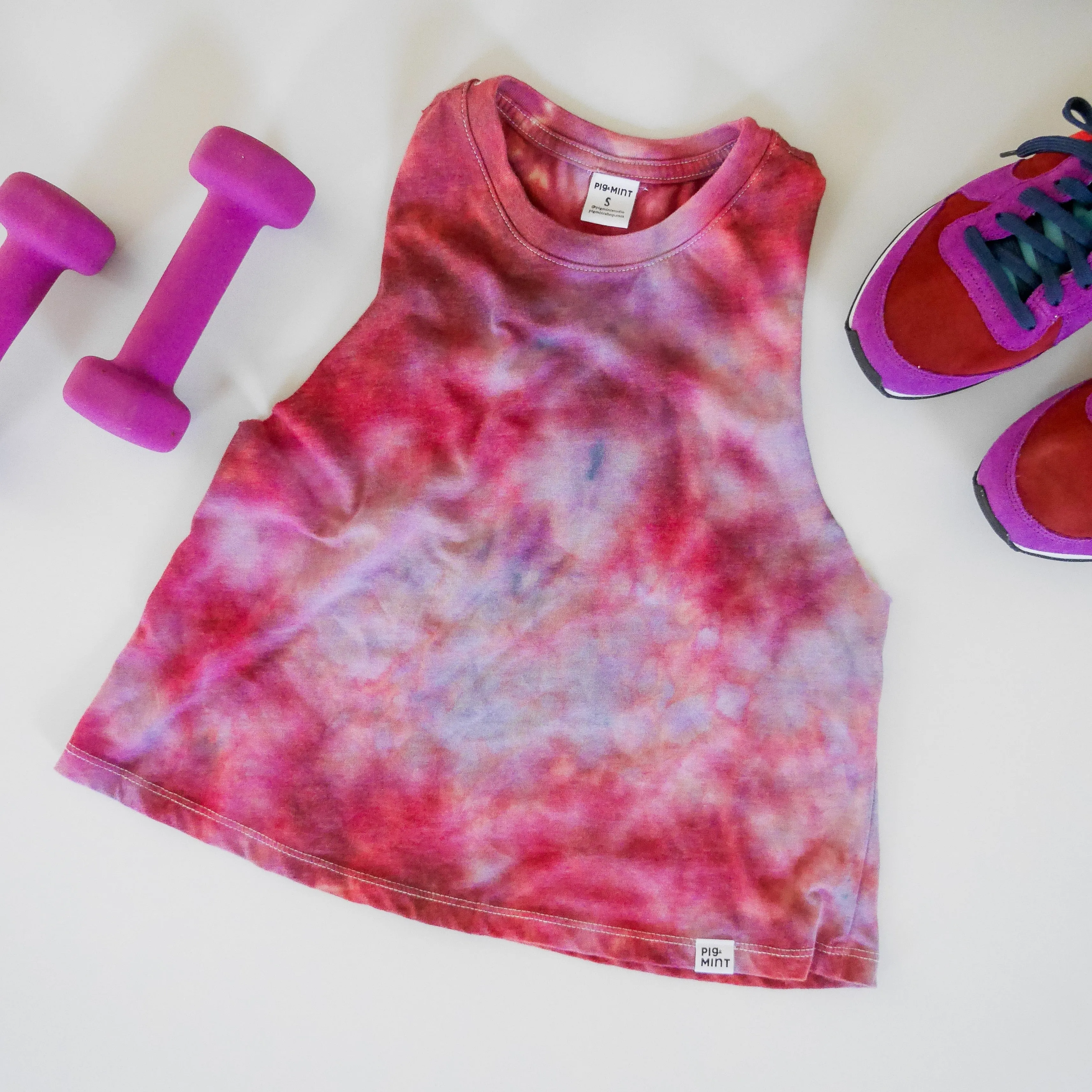 READY TO SHIP Women's Tie-Dye Cropped Flowy Yoga Tank