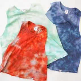 READY TO SHIP Women's Tie-Dye Cropped Flowy Yoga Tank