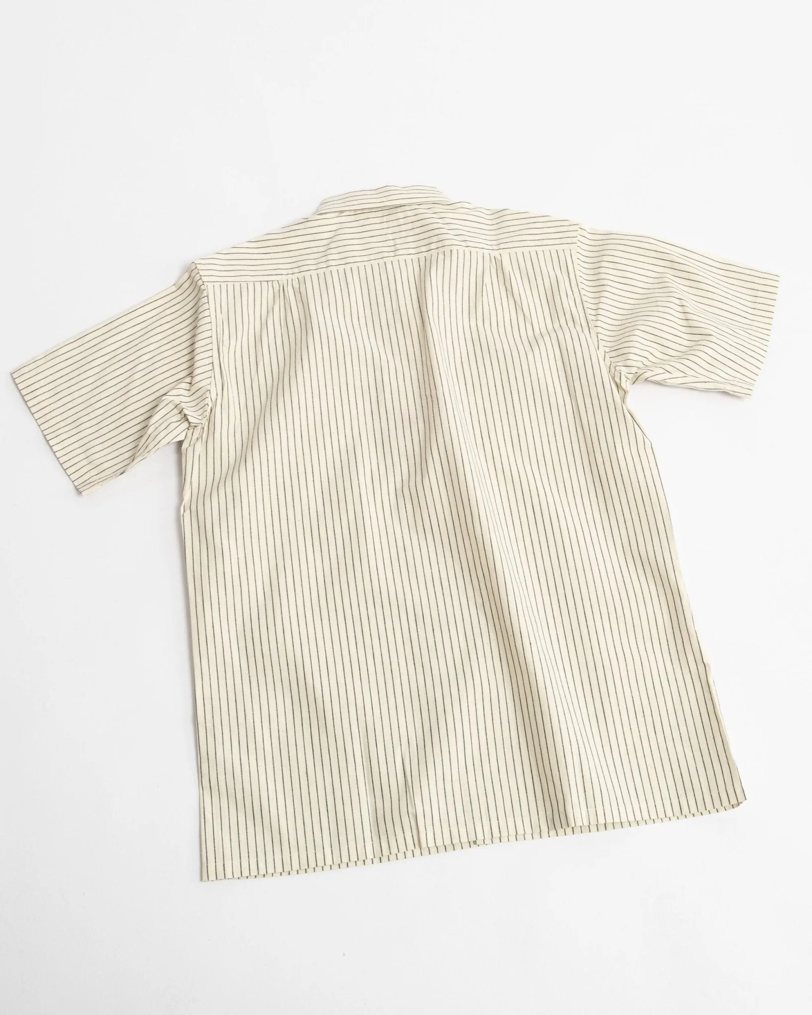 S/S Open Collar Shirt Ecru Stripe
