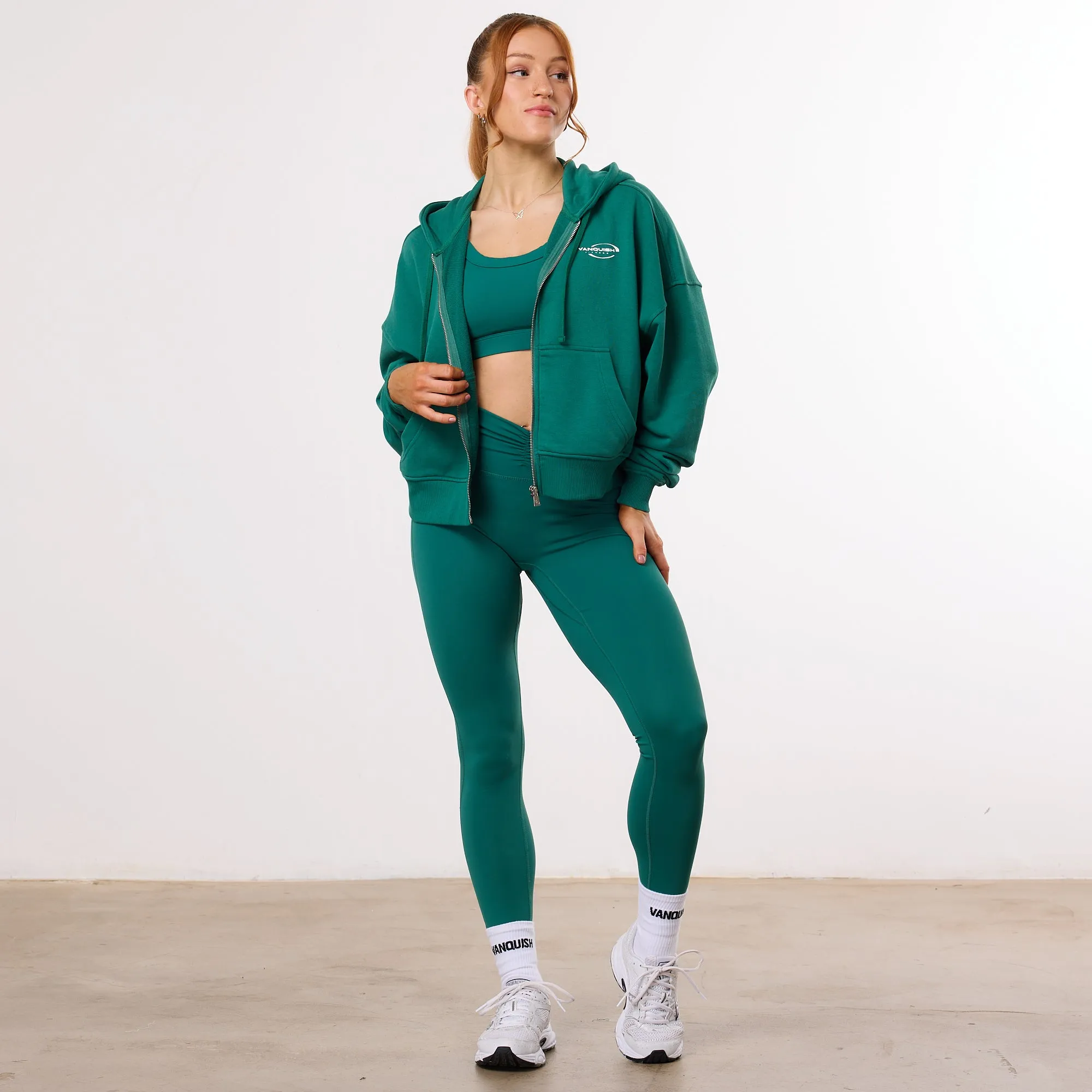 Vanquish Enhance Forest Green Cropped Zip Through Hoodie