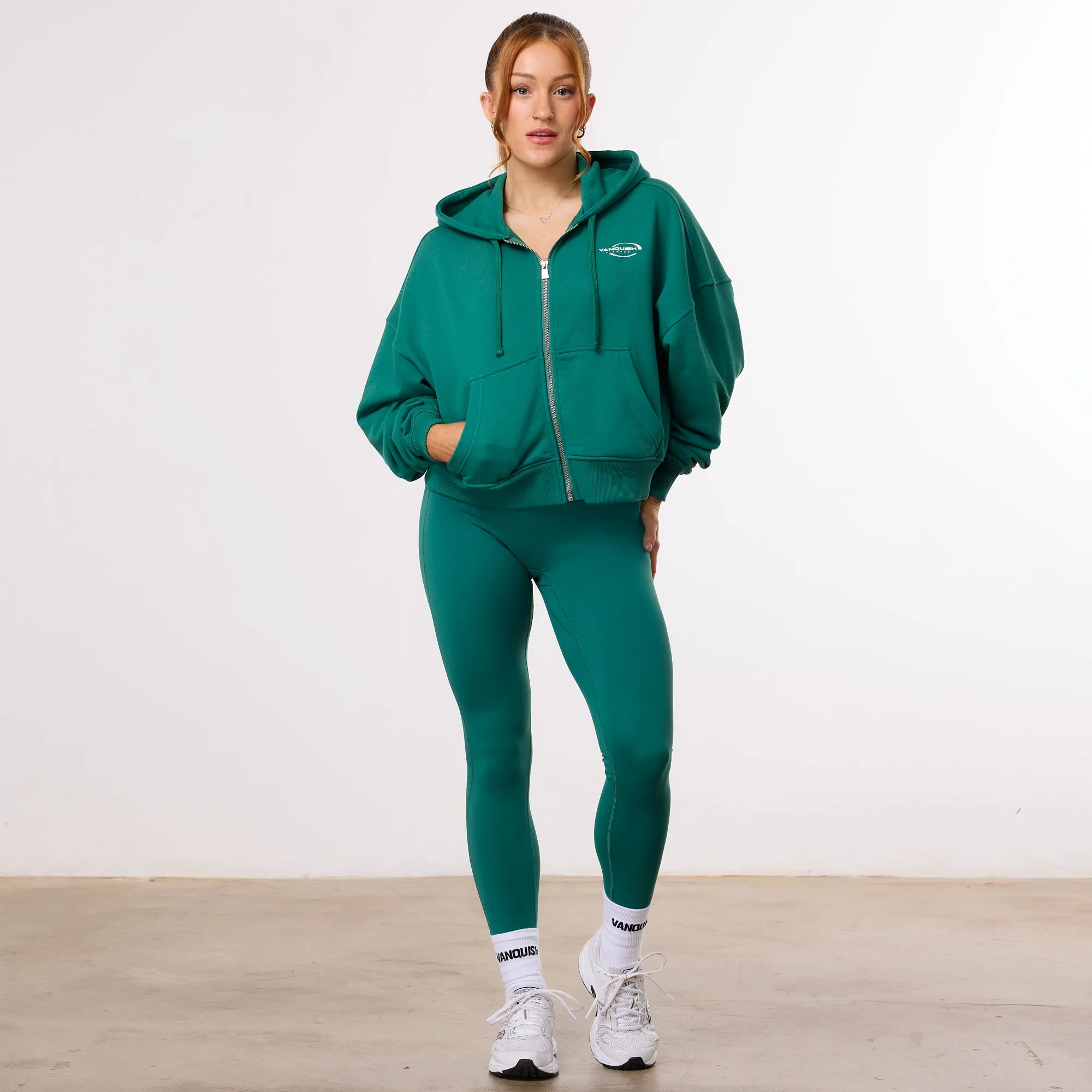 Vanquish Enhance Forest Green Cropped Zip Through Hoodie