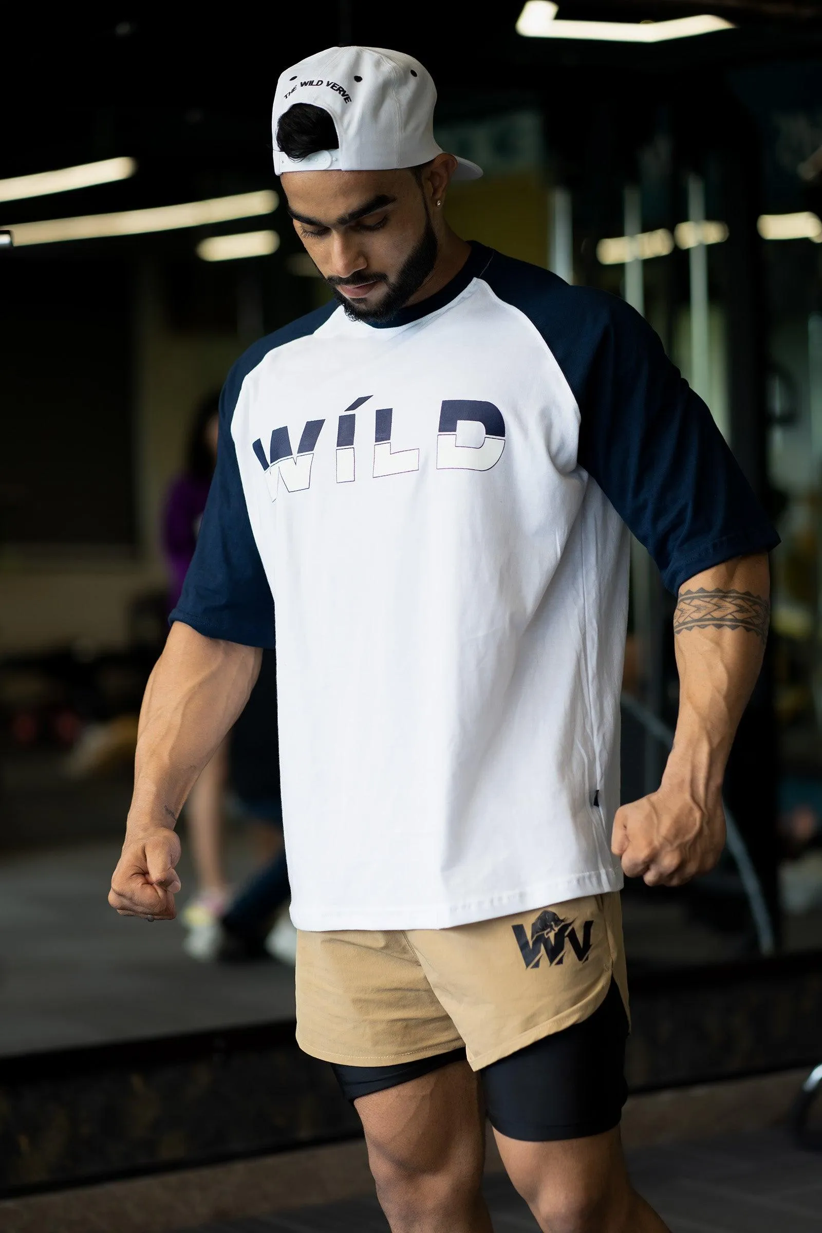 WILD Printed Dual Tone Oversized T-shirt (WHITE)
