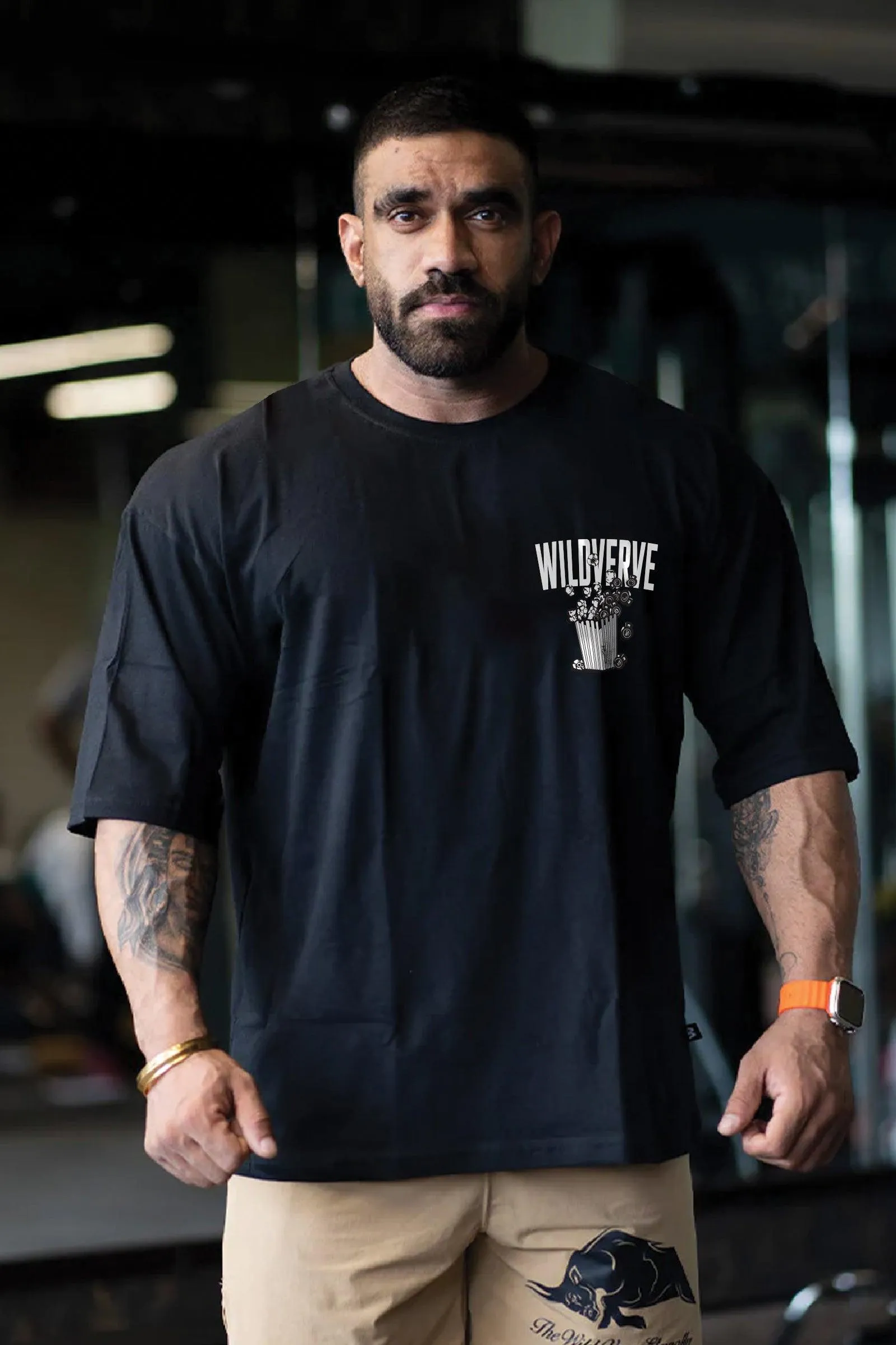 Wild Verve Strength & Snack Oversized T-shirt (BLACK)