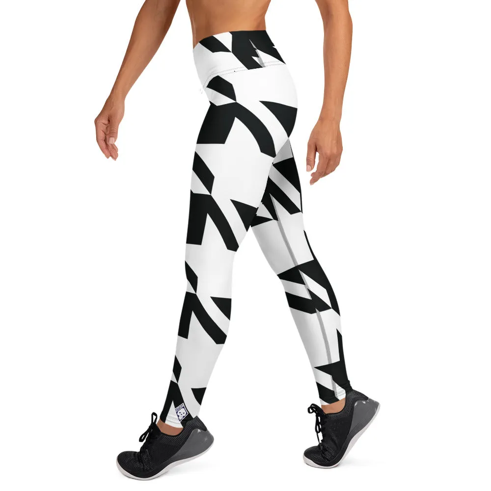 Womens High Waist Houndstooth Yoga Pants Leggings 001