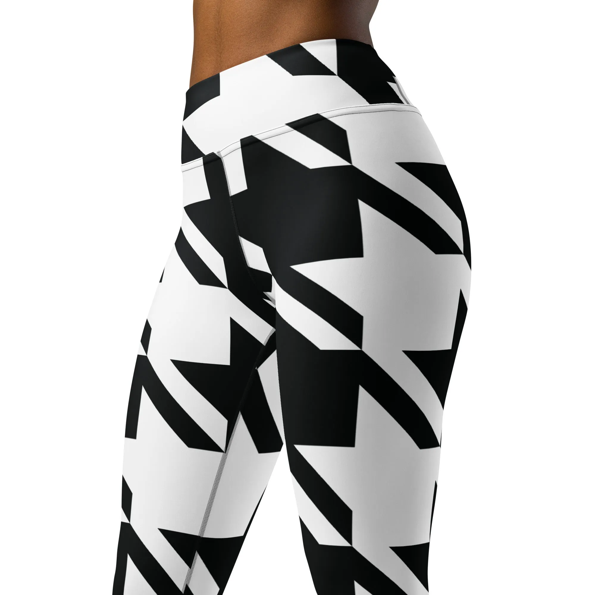 Womens High Waist Houndstooth Yoga Pants Leggings 001