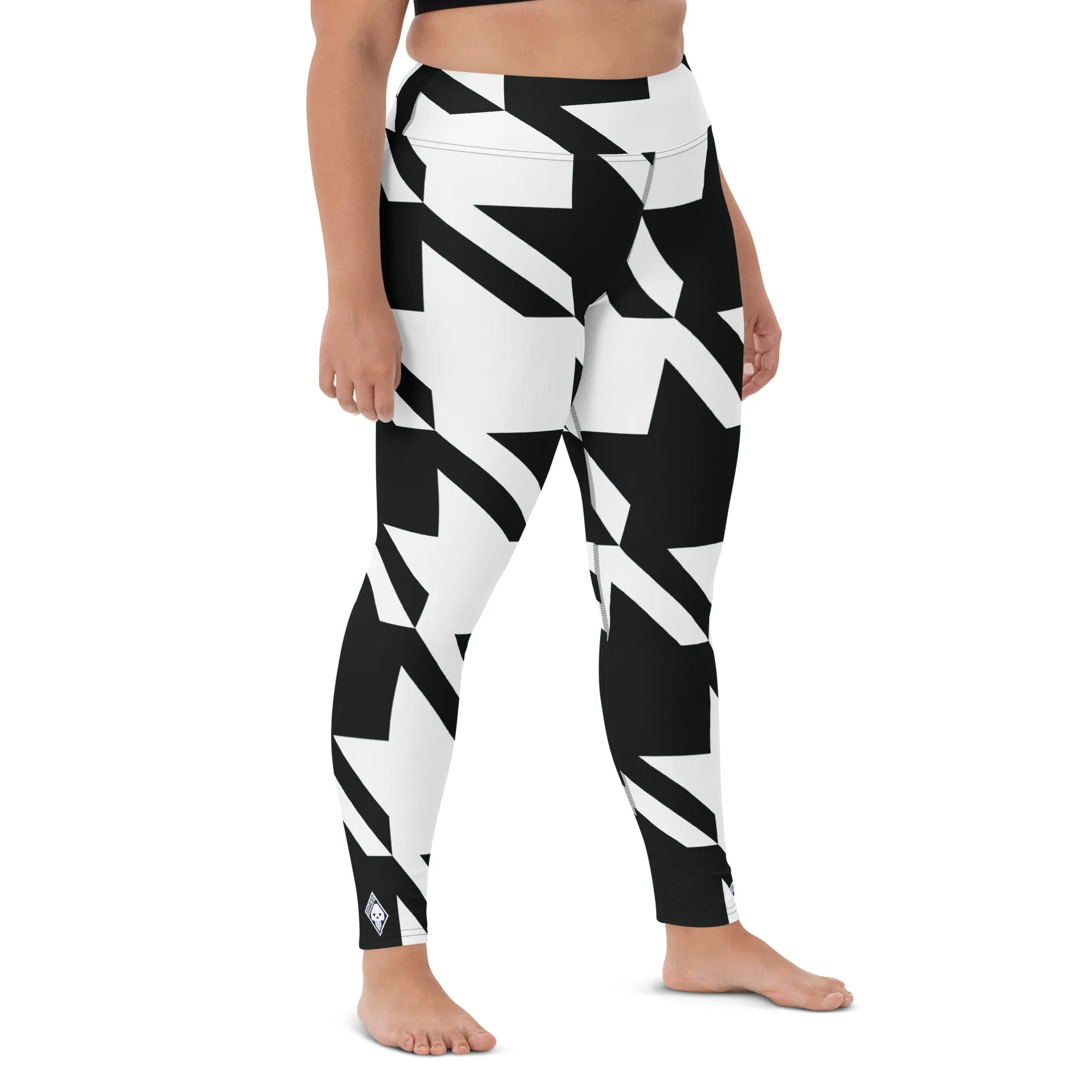 Womens High Waist Houndstooth Yoga Pants Leggings 001
