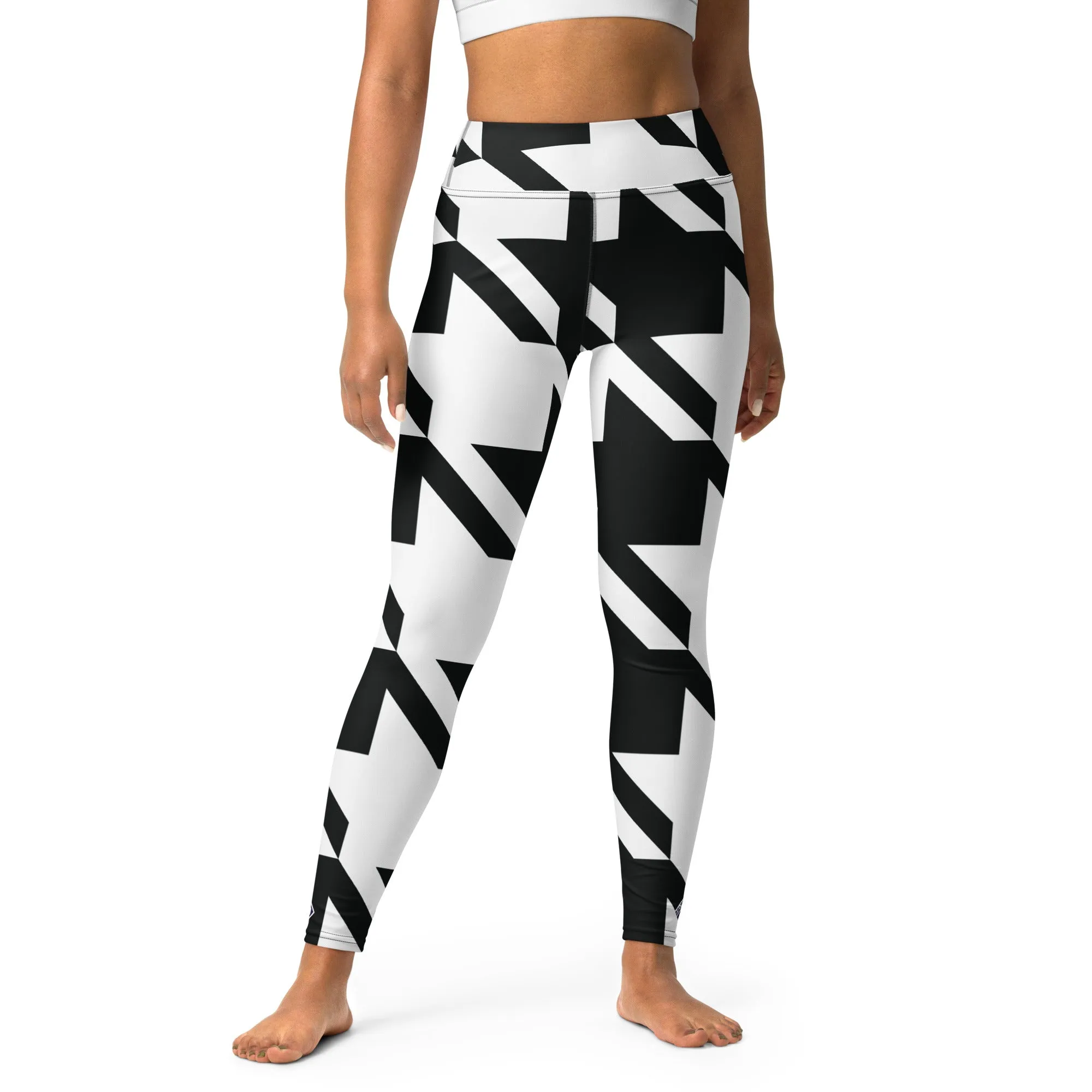 Womens High Waist Houndstooth Yoga Pants Leggings 001