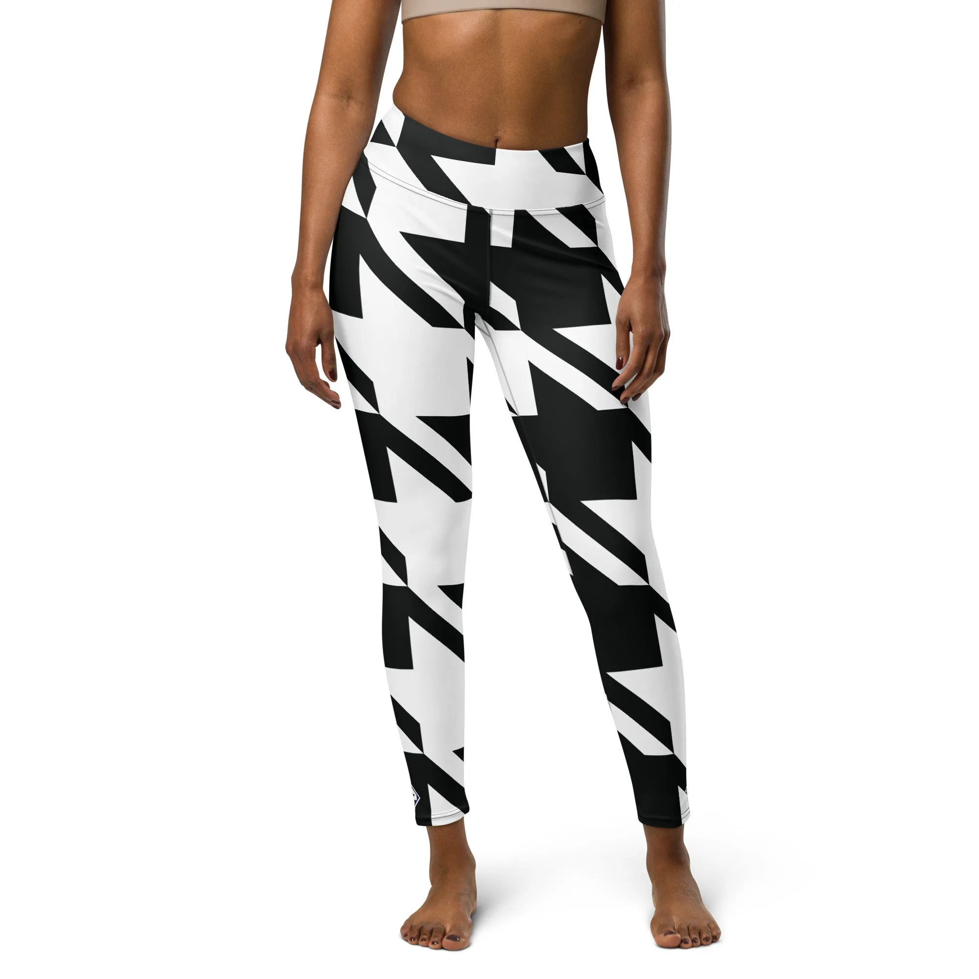Womens High Waist Houndstooth Yoga Pants Leggings 001