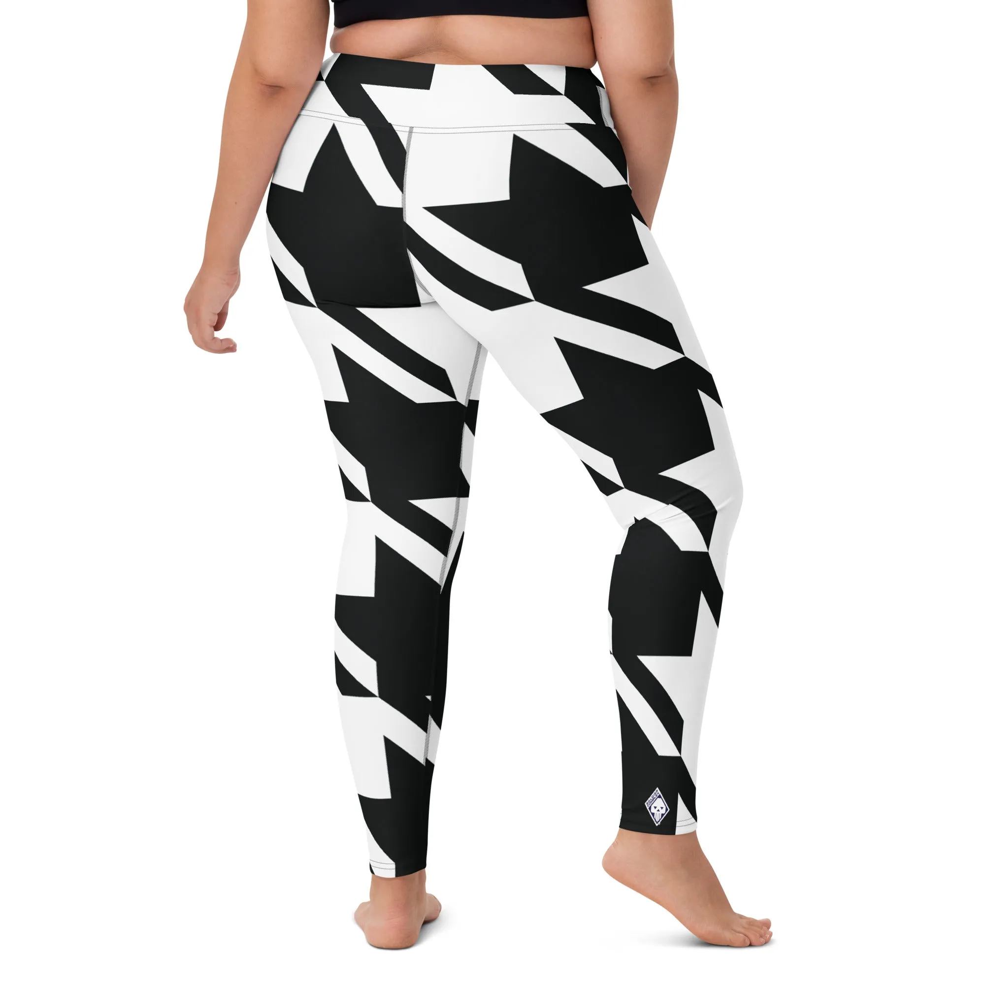 Womens High Waist Houndstooth Yoga Pants Leggings 001