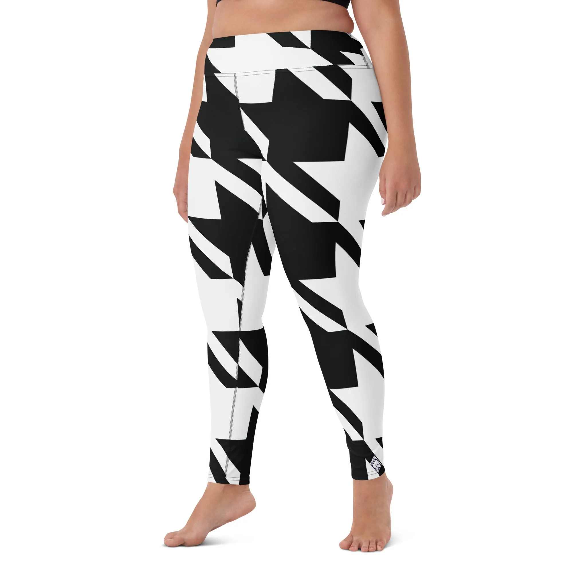 Womens High Waist Houndstooth Yoga Pants Leggings 001