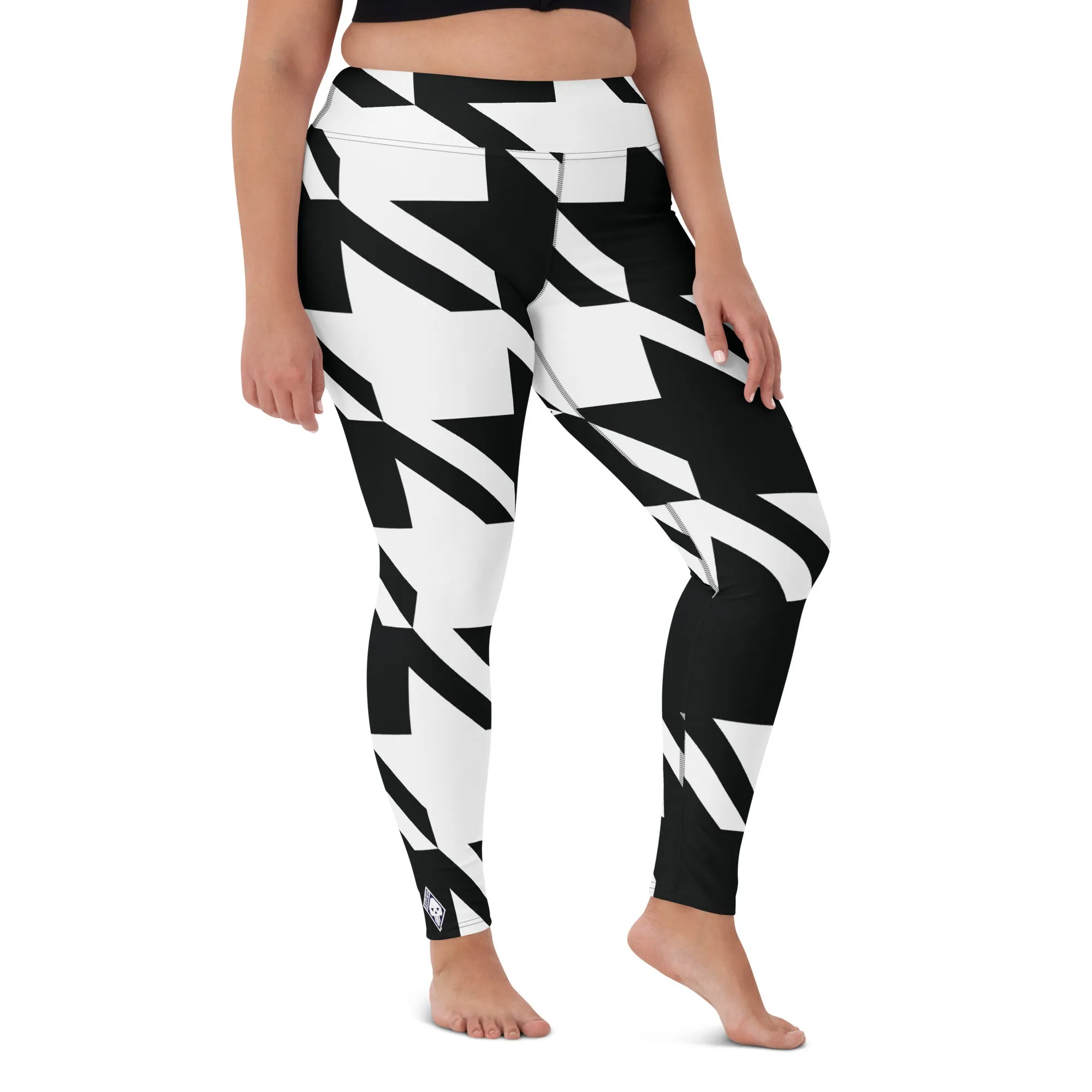 Womens High Waist Houndstooth Yoga Pants Leggings 001
