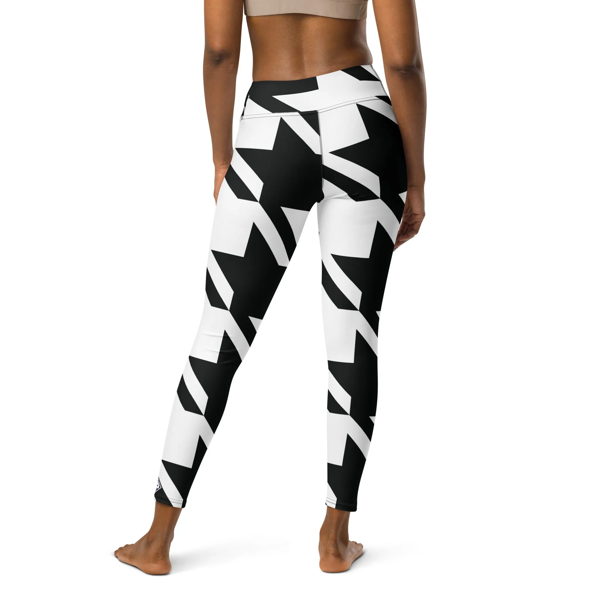 Womens High Waist Houndstooth Yoga Pants Leggings 001