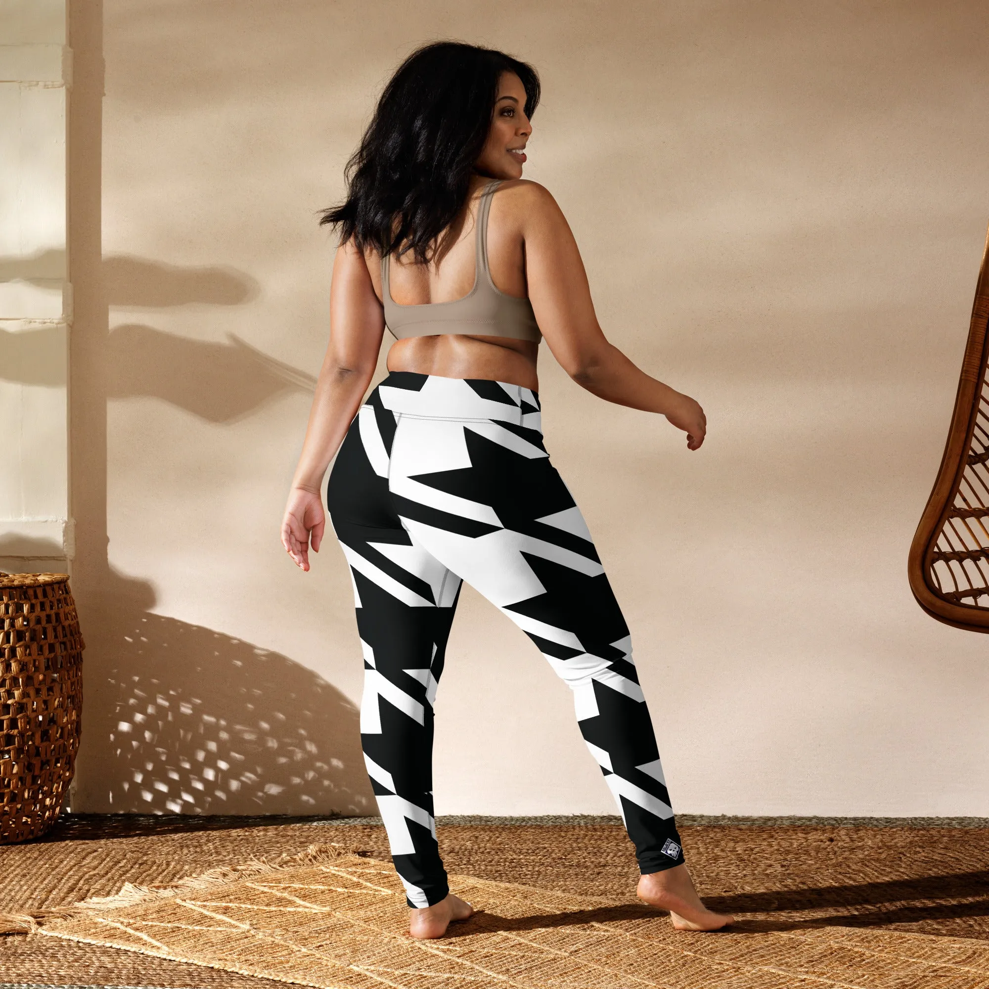 Womens High Waist Houndstooth Yoga Pants Leggings 001