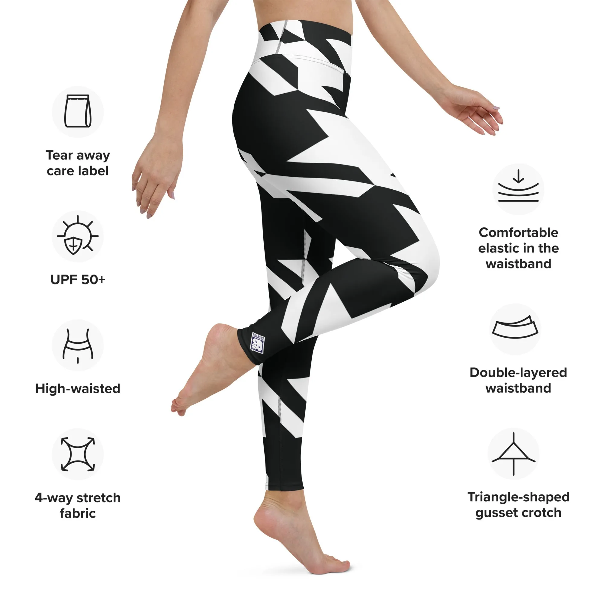 Womens High Waist Houndstooth Yoga Pants Leggings 001