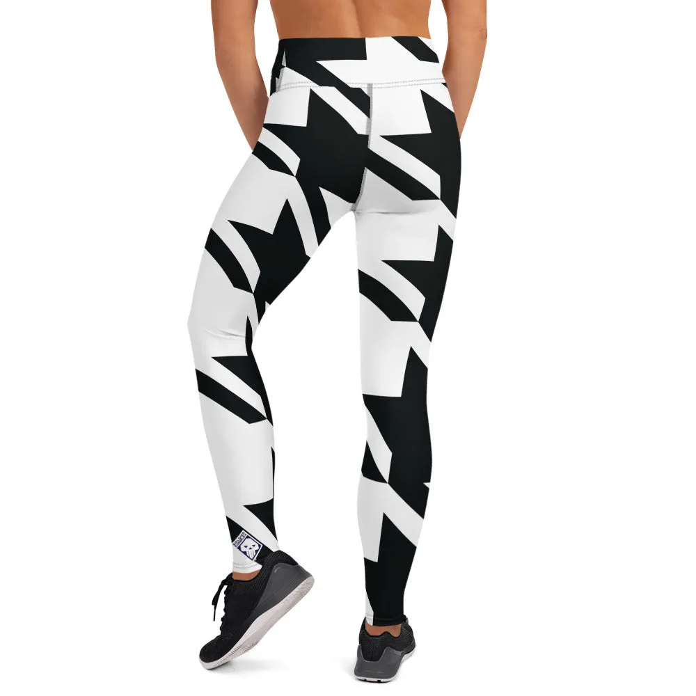Womens High Waist Houndstooth Yoga Pants Leggings 001