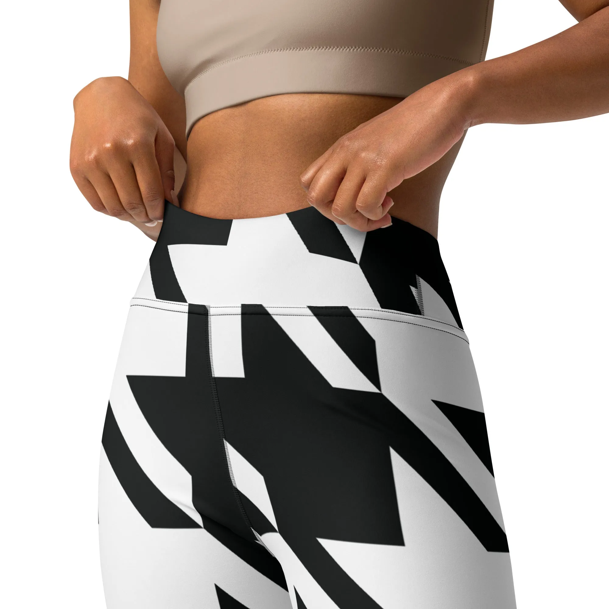 Womens High Waist Houndstooth Yoga Pants Leggings 001