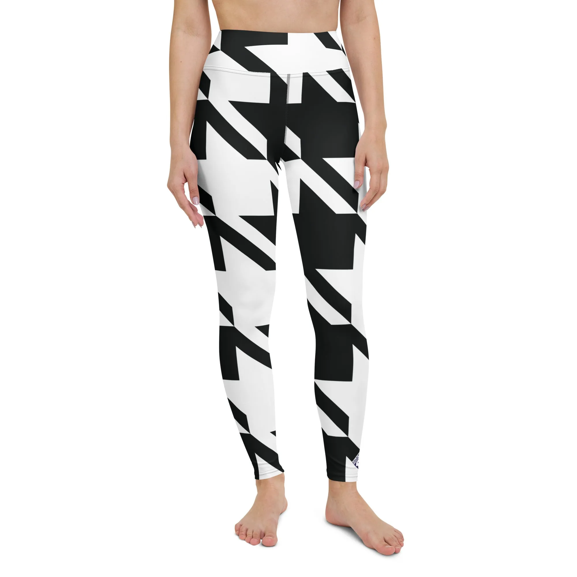 Womens High Waist Houndstooth Yoga Pants Leggings 001
