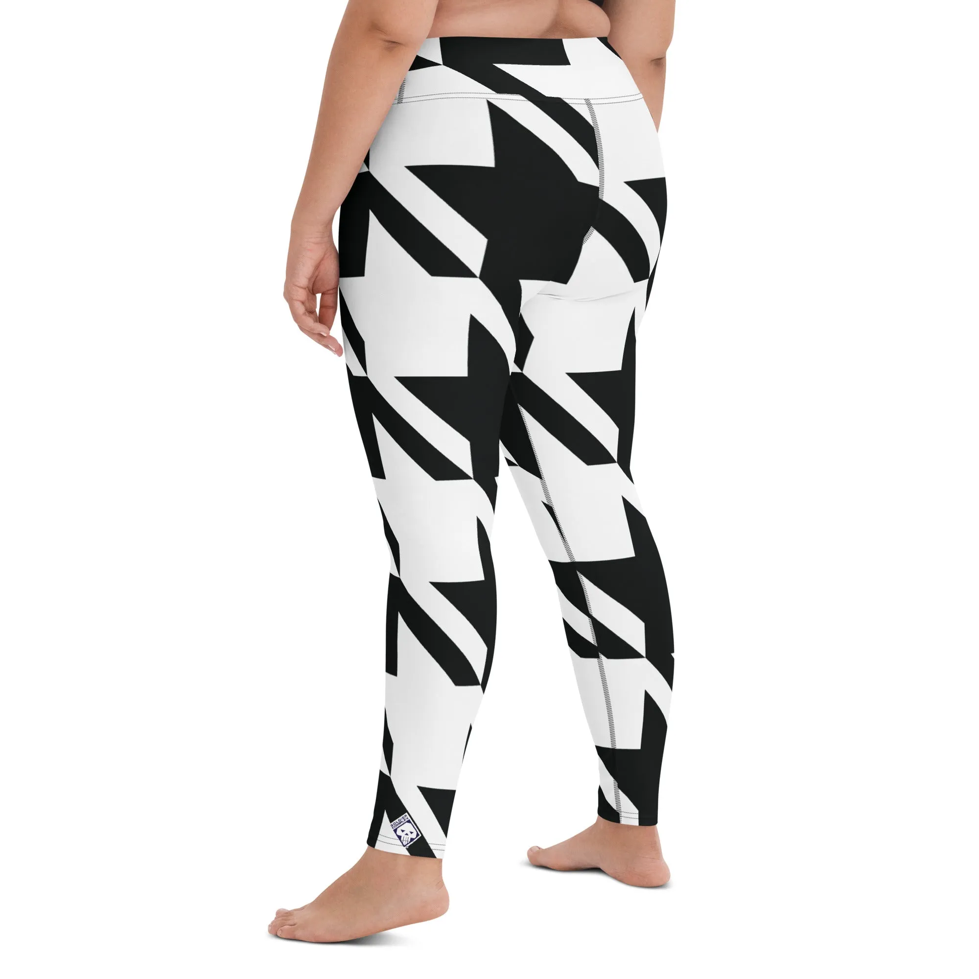 Womens High Waist Houndstooth Yoga Pants Leggings 001